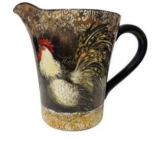 Certified International Susan Winget Colorful Gilded Rooster Pitcher Vase 112 Oz